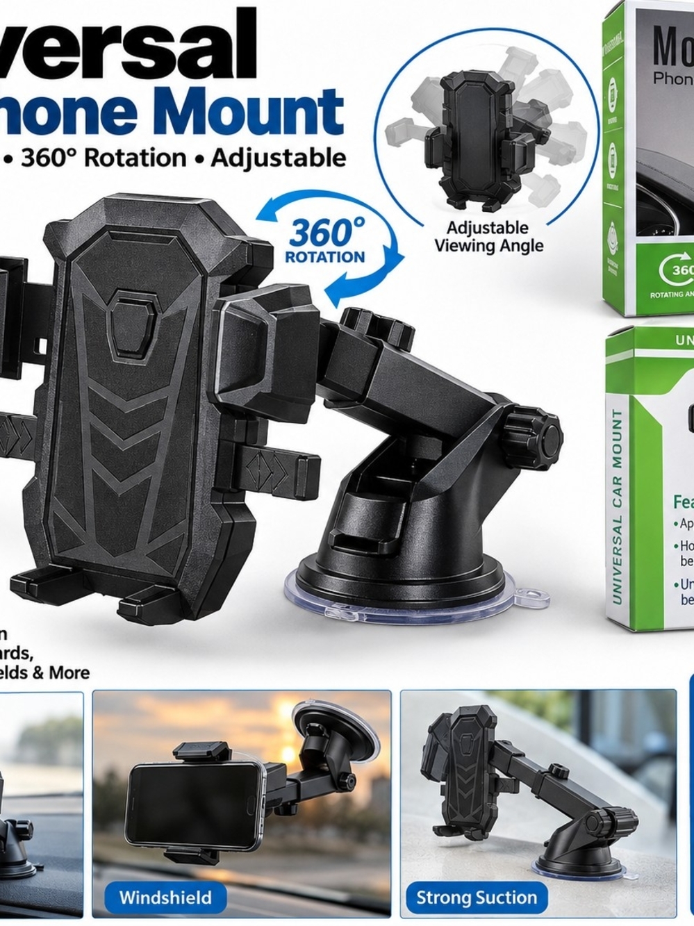 Universal Car Phone Mount Holder - Black